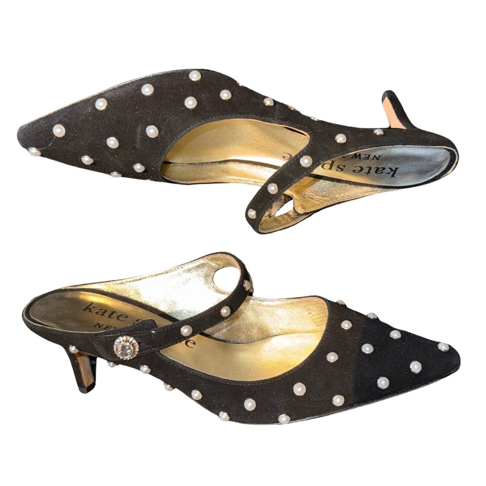Kate Spade Marisol Faux Pearl Suede Mules Size 8 - Picture 4 of 9